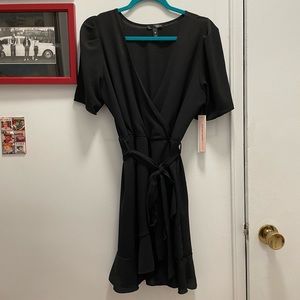 Aqua black Vee neck dress.